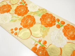 アンティーク　枝梅に瓢箪模様織り出し袋帯（材料）